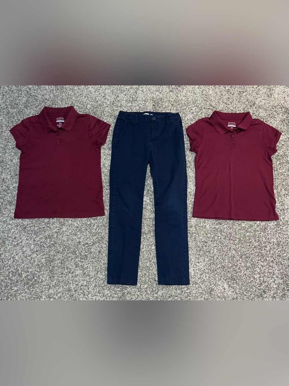 3 FOR 1: Old Navy Girls Navy Blue School Pants AND 2 Burgundy School Shirts!